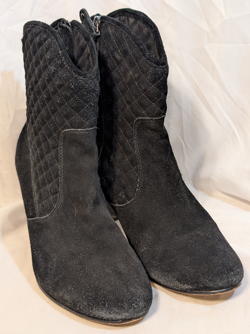 Women’s Black Quilted Suede Ankle Boots